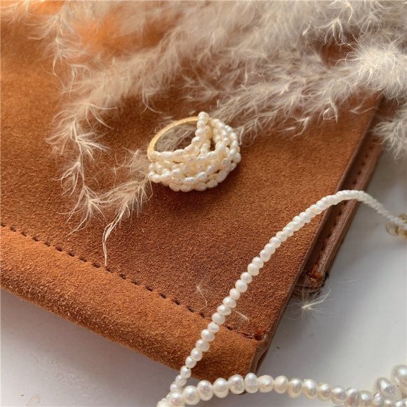 💕 Last one Natural Pearls Rings Layered Pearls - Picture 6 of 8